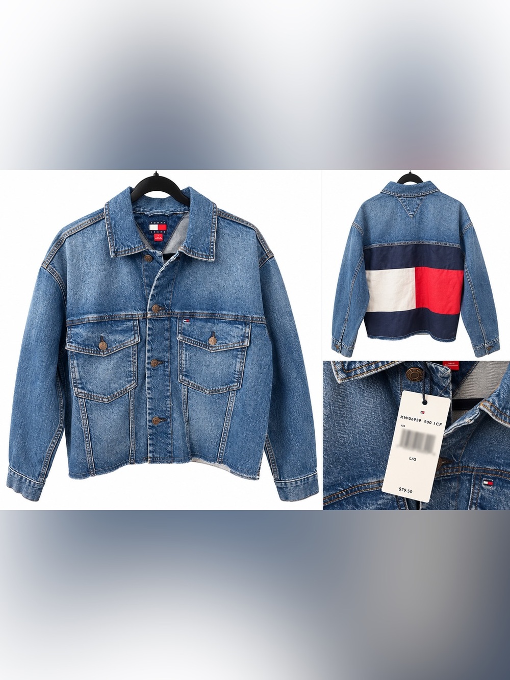 Tommy Jeans Oversized Denim Trucker Jacket – Blue – Size Large